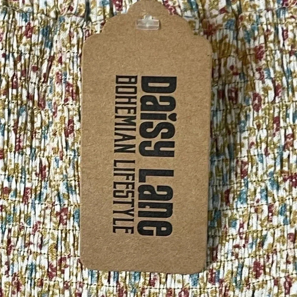 NWT Hem & Thread Women's Medium Tiered Floral Skirt Mustard 100% Rayon Lined NEW - Picture 3 of 8